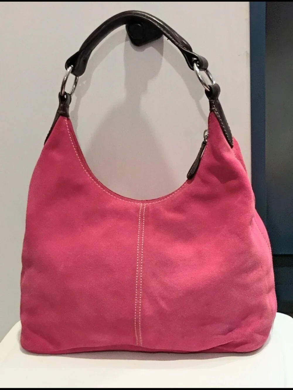 Vintage Land's End Pink Suede Hobo Bag